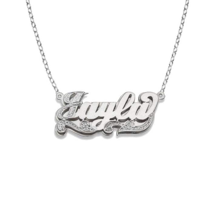 Script. 925 Sterling Silver Double Nameplate Necklace