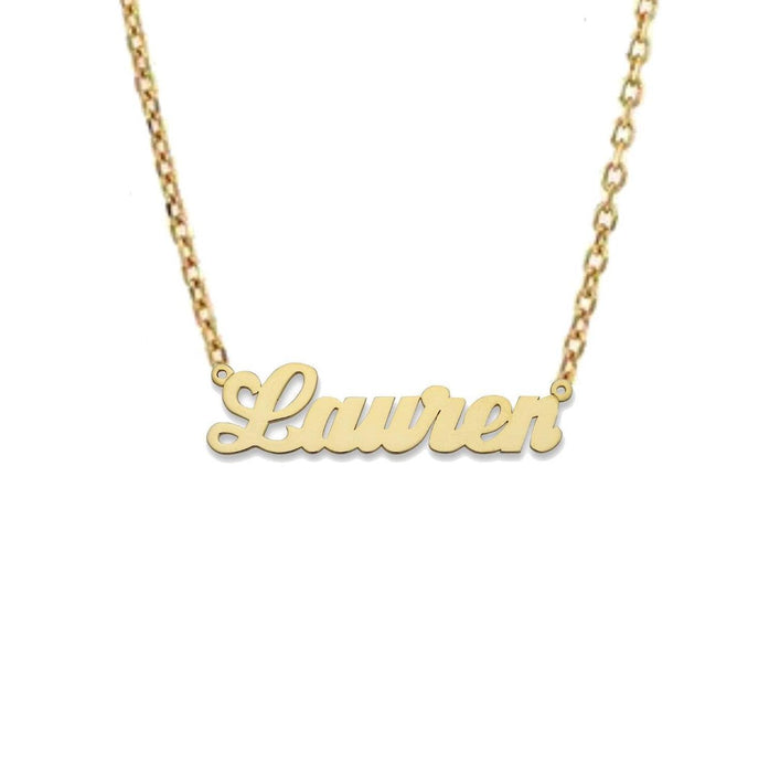 Simple Script Gold Nameplate Necklace