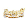 Script Heart with Hands Design Gold Double Nameplate Necklace - Bargain Bazaar Jewelry