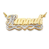 Heart Gold Double Nameplate First Letter Diamond Cut Necklace