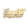 Script Gold Double Nameplate First Letter Diamond Cut Necklace