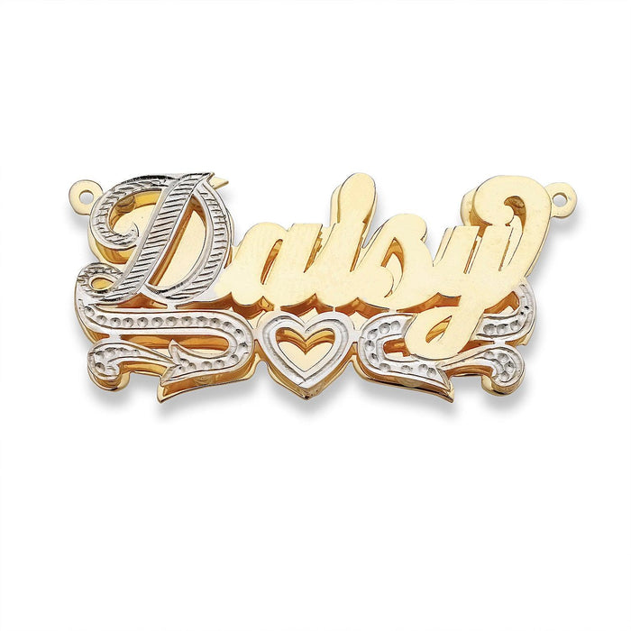 Heart Design Gold Double Nameplate Necklace