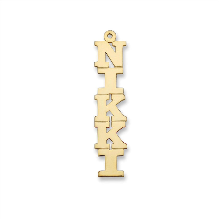 Block Vertical Gold Nameplate Necklace