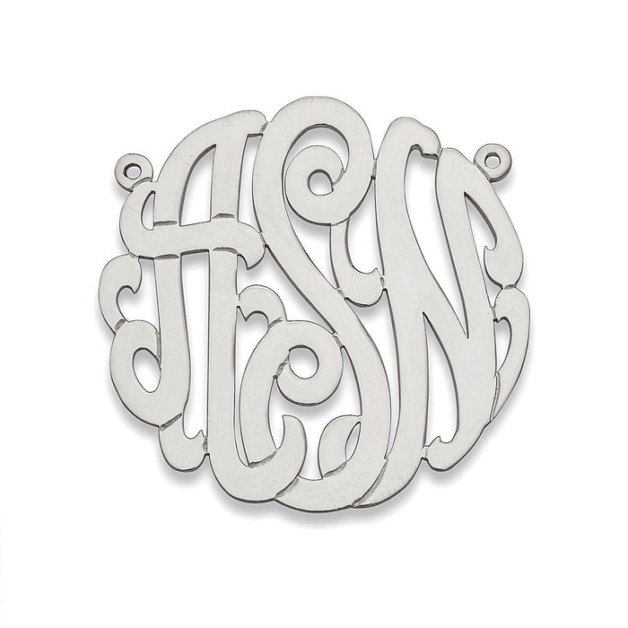 Large Classic Script Monogram. 925 Sterling Silver Necklace