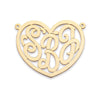 Heart Three Initial Monogram Gold Necklace