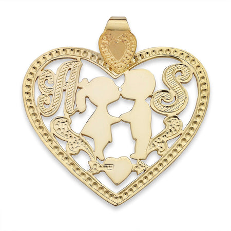 Gold Jewelry Pendant Love Pair with Initials