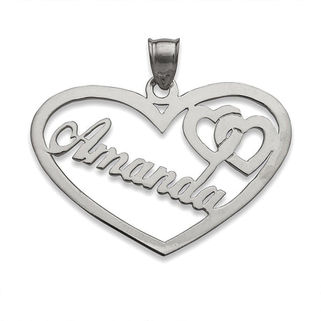 Name. 925 Sterling Silver Heart with Hearts Pendant - Bargain Bazaar Jewelry