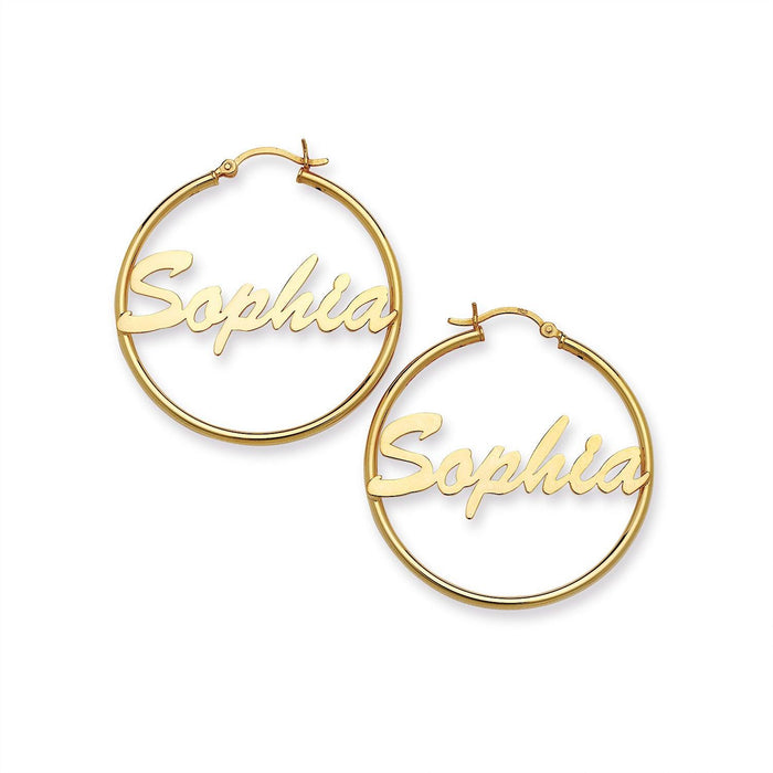 Thin Script Gold 10K Hoop Earrings