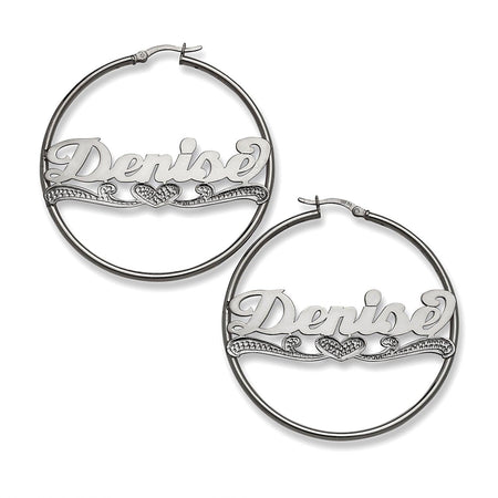 Personalized Classic Style Hoop. 925 Sterling Silver Earrings