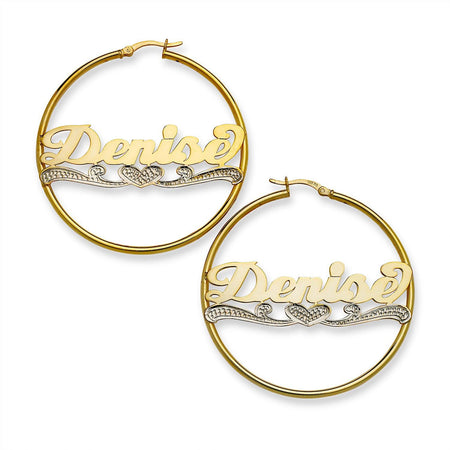 Personalized Classic Style Hoop Gold 10K Earrings - Bargain Bazaar Jewelry