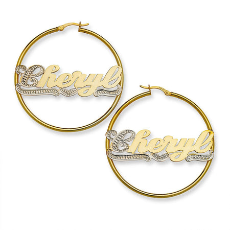 Personalized Script Hoop Gold 10K Earrings