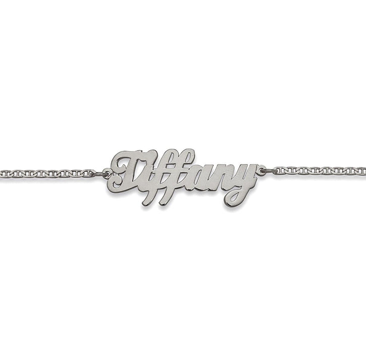 Personalized Script. 925 Sterling Silver Single Nameplate Bracelet - Bargain Bazaar Jewelry