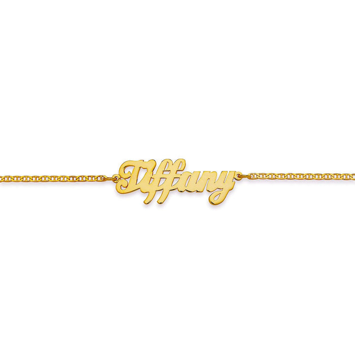 Personalized Script Gold Single Nameplate Bracelet - Bargain Bazaar Jewelry