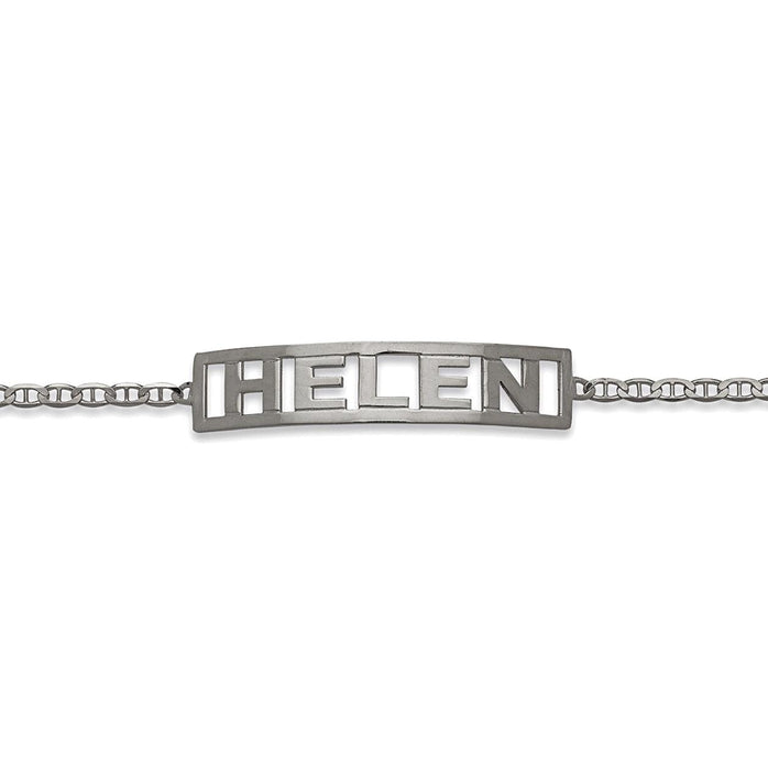 Personalized Block. 925 Sterling Silver Single Nameplate Bracelet - Bargain Bazaar Jewelry
