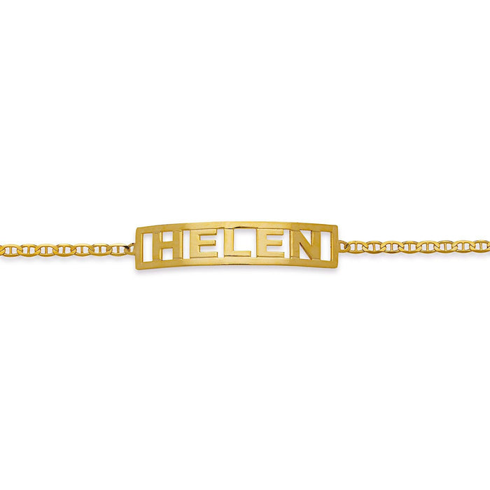 Personalized Block Gold Single Nameplate Bracelet - Bargain Bazaar Jewelry