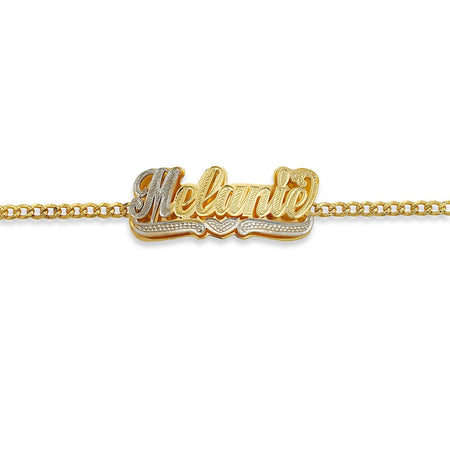 Personalized Gold Double Nameplate Heart Bracelet - Bargain Bazaar Jewelry