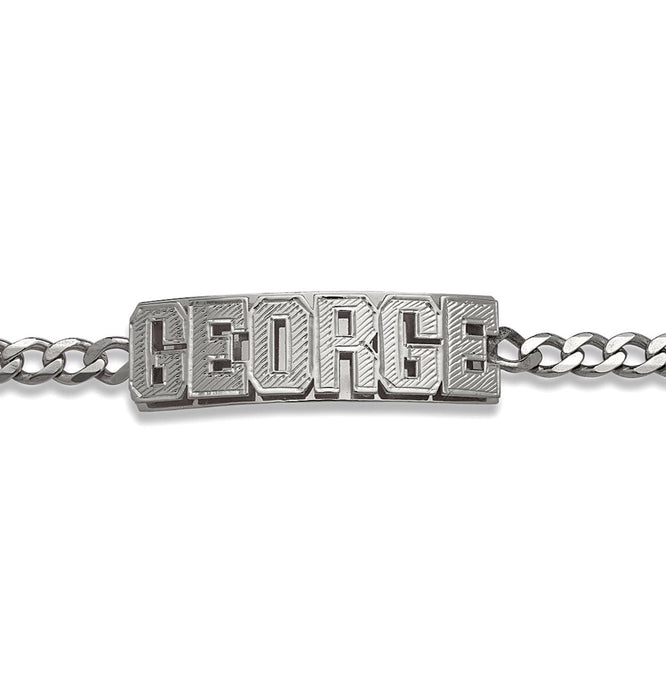 Personalized Block. 925 Sterling Silver Double Nameplate Bracelet - Bargain Bazaar Jewelry