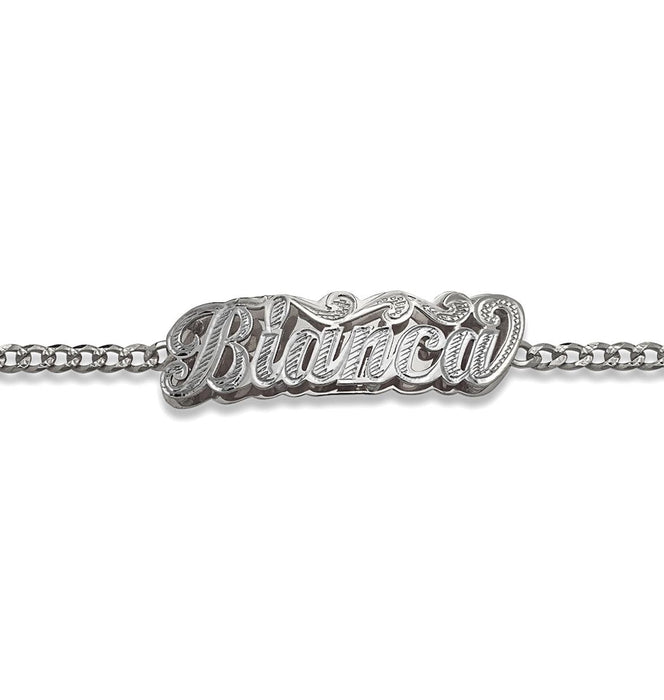 Personalized. 925 Sterling Silver Double Nameplate Bracelet - Bargain Bazaar Jewelry