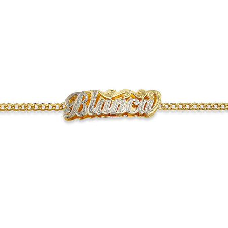 Personalized Gold Double Nameplate Bracelet - Bargain Bazaar Jewelry