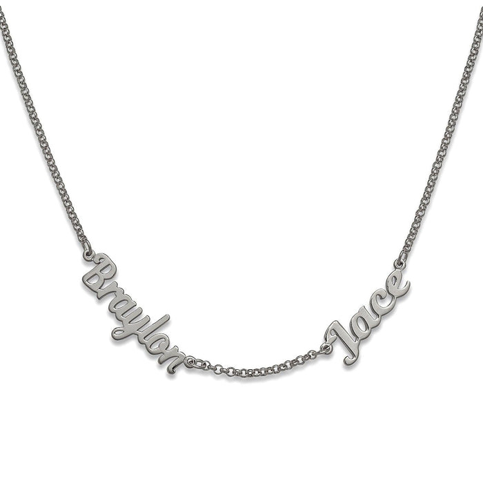 Script Two Names. 925 Sterling Silver Necklace
