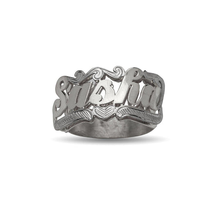 Script Heart .925 Sterling Silver Name Ring - Bargain Bazaar Jewelry. 