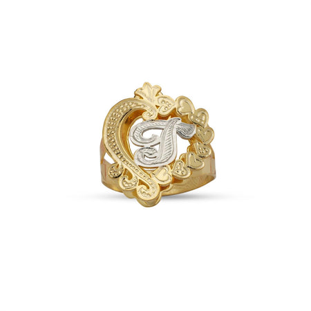 Heart Initial Gold Ring