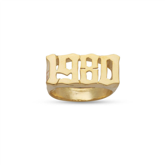 Golthic Number Gold Jewelry Ring