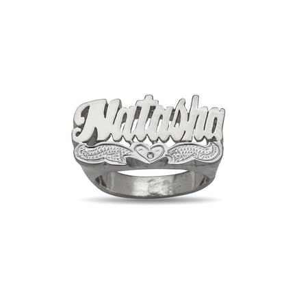 Script Heart .925 Sterling Silver Name Ring - Bargain Bazaar Jewelry.  The approximate weight is 7gr.