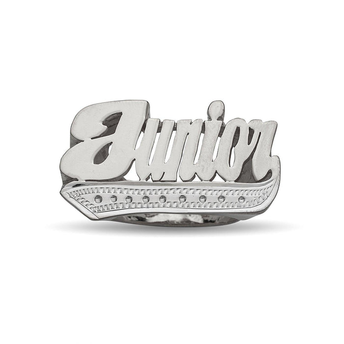 Script. 925 Sterling Silver Name Ring. The approximate weight is 11gr.