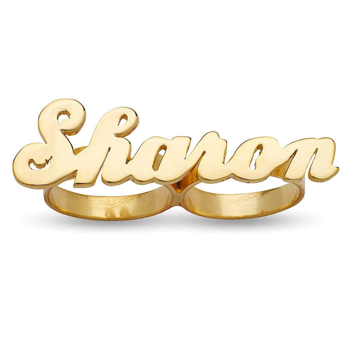 Script Design Two Fingers Name Ring