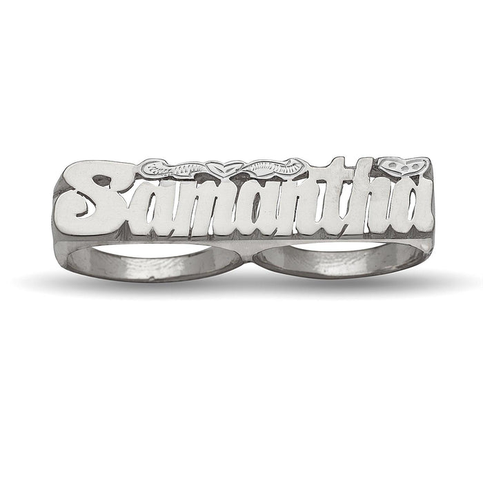 Script Two Fingers. 925 Sterling Silver Name Ring. 