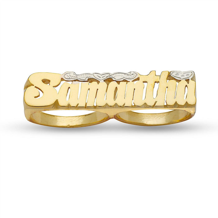 Script Two Fingers Name Ring