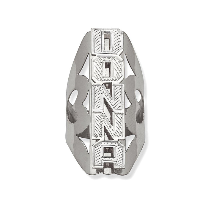 Vertical Silver Name Ring. 925 Sterling Silver  The approximate weight is 8gr.