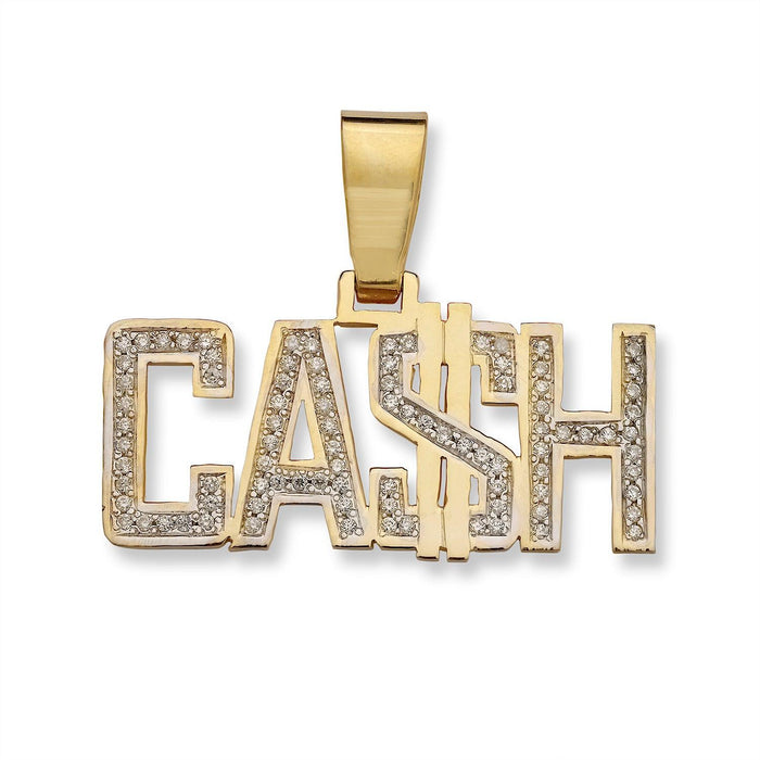 Block Gold Nameplate Necklace with Diamonds/CZ Stone