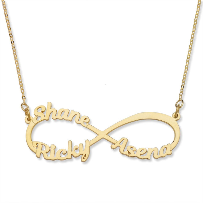 Gold Jewelry  Infinity Three Name Nacklace