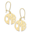 Block Monogram Gold Earrings Three Initial